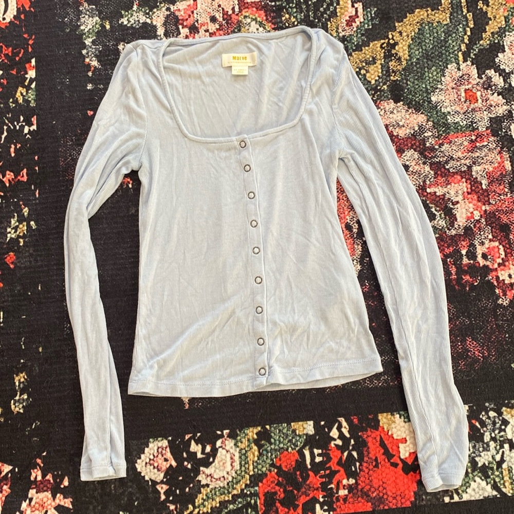 Maeve long sleeve blue top